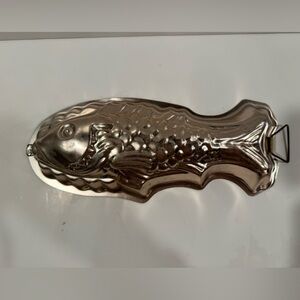 Vintage Old Dutch Copper Fish Jello Mold Large 13”